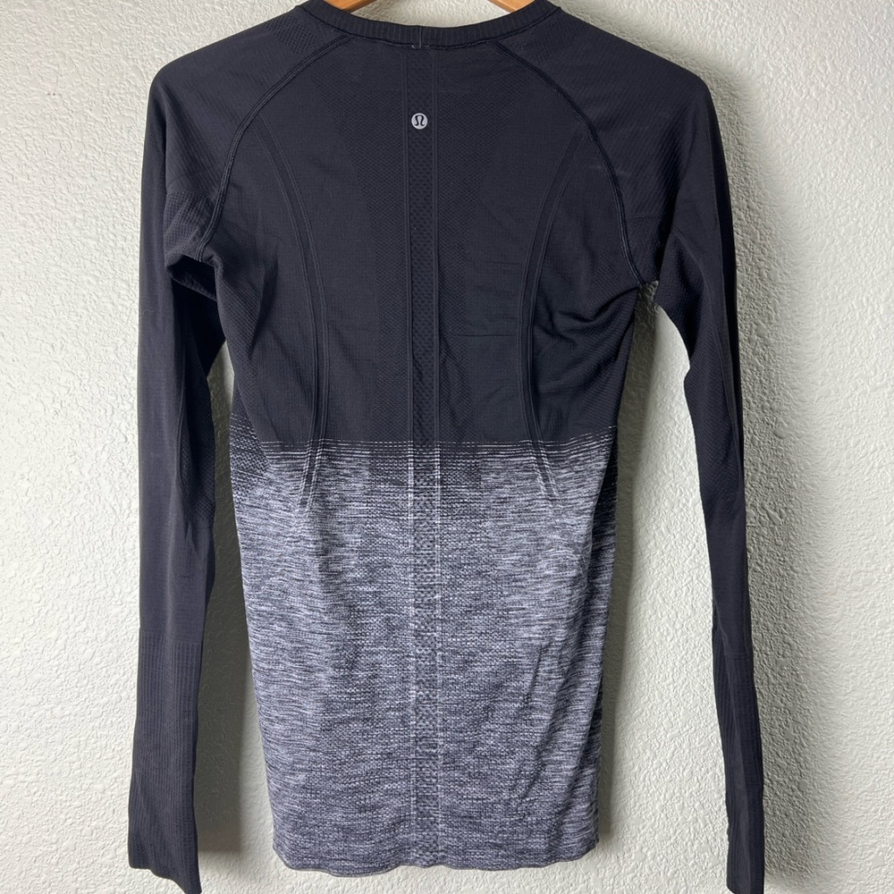 Lululemon Swiftly Tech Long Sleeve Shirt Two Tone Black/Gray Ombré Size 8 - Picture 4 of 6